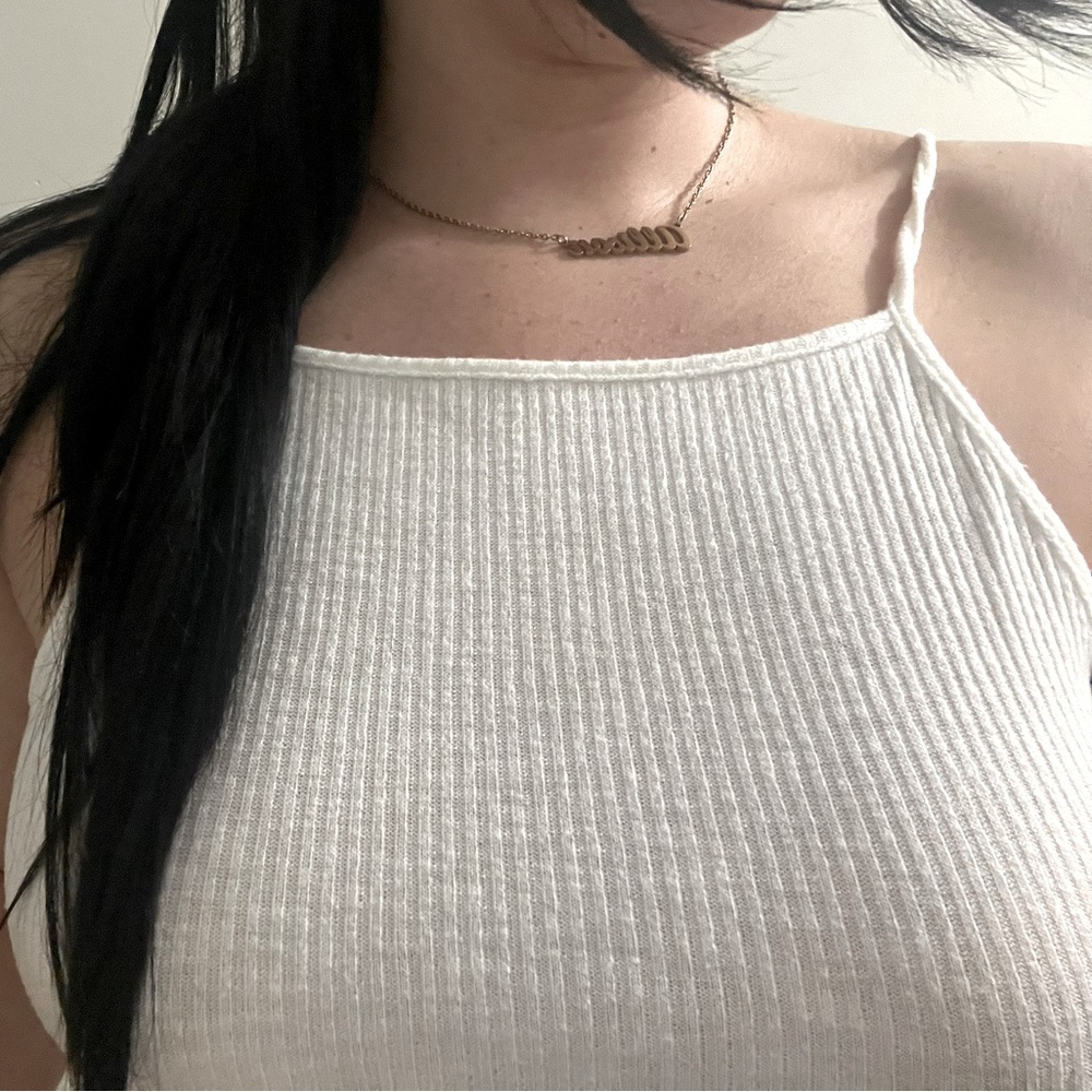 White Ribbed Halter Top - Picture 3 of 3